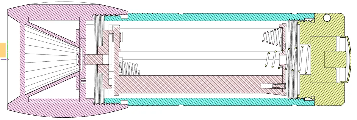Cross-section view of original torch redesign